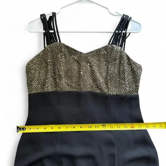 Insane stunning Vintage American Full Length Gown With Gold Sparkly Bodice - Picture 7 of 8